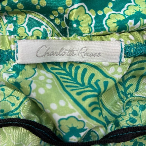 Charlotte Russe Y2K Green Batik Satin Tube Top Tunic Drawstring Versatile M - Picture 5 of 6